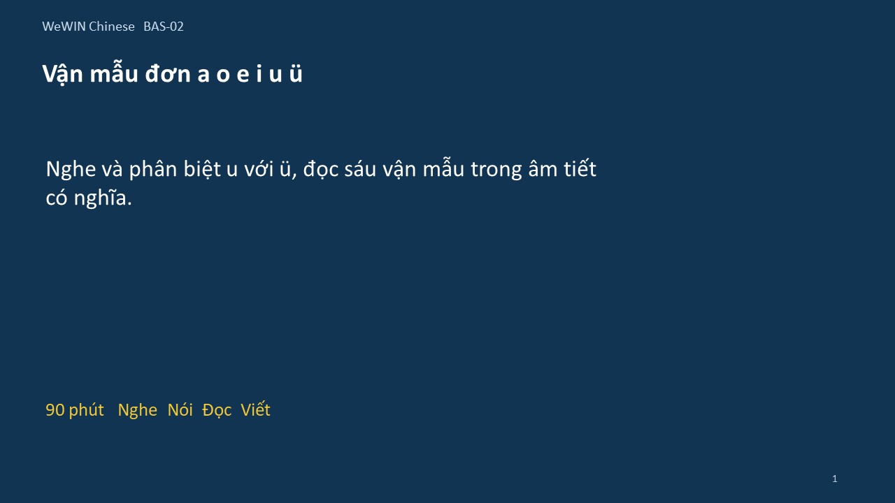 Slide 1/14 · Vận mẫu đơn a o e i u ü