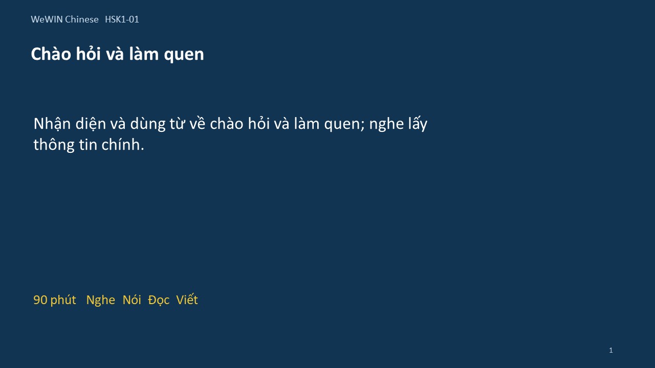 Slide 1/14 · Chào hỏi và làm quen Từ vựng và nghe