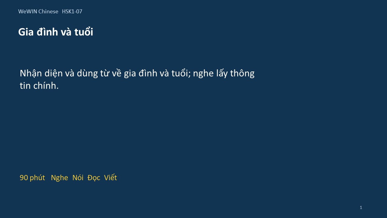 Slide 1/14 · Gia đình và tuổi Từ vựng và nghe