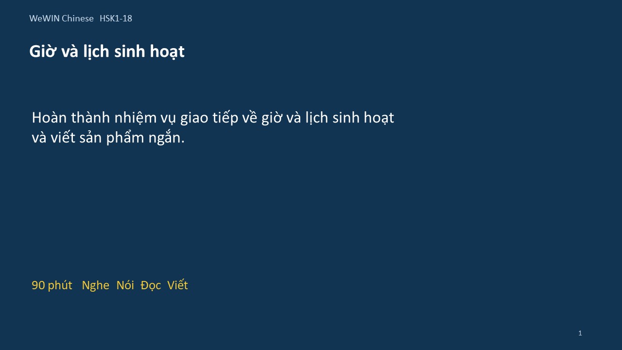 Slide 1/14 · Giờ và lịch sinh hoạt Giao tiếp và vận dụng