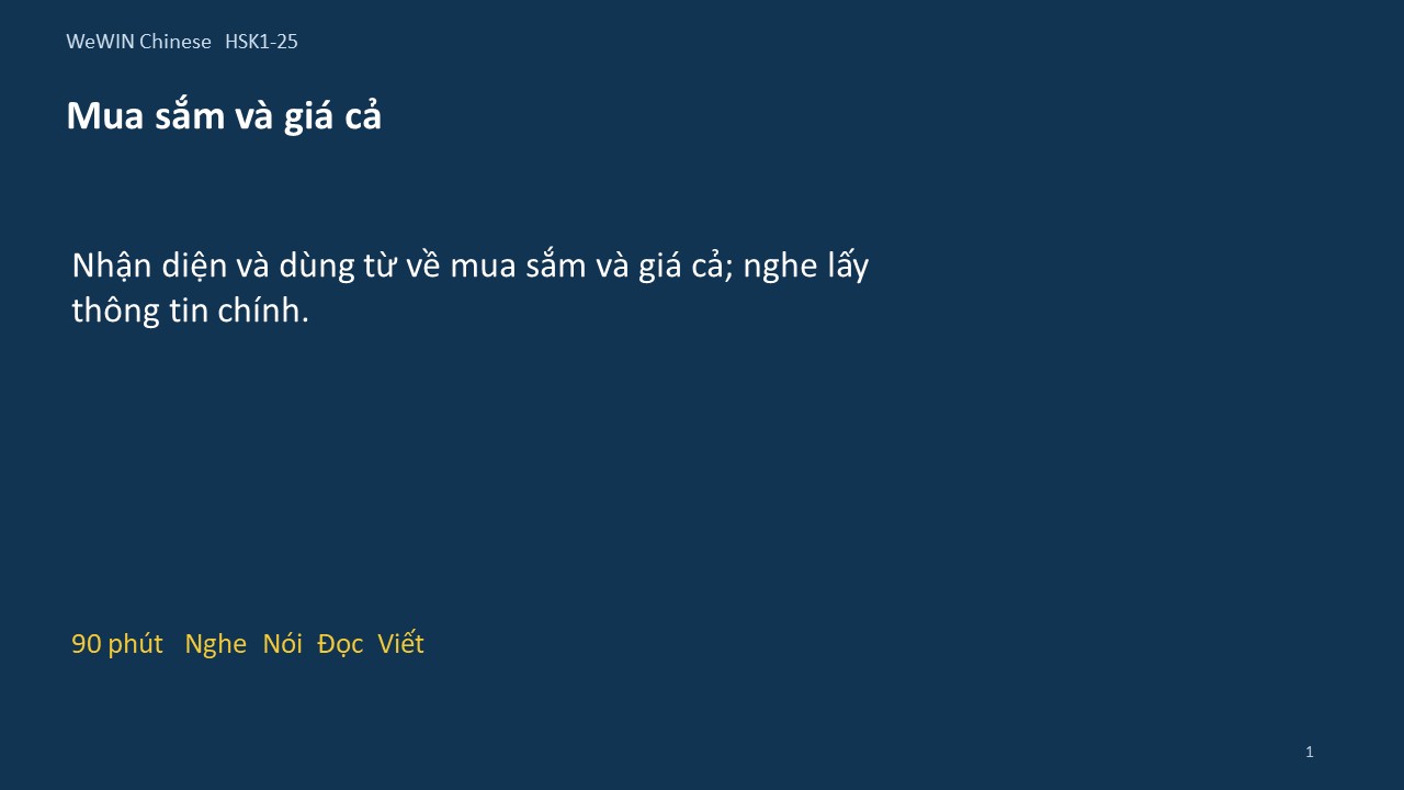 Slide 1/14 · Mua sắm và giá cả Từ vựng và nghe
