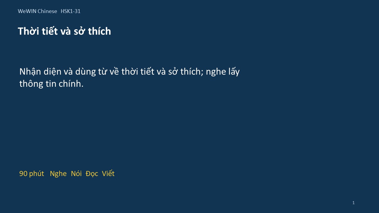 Slide 1/14 · Thời tiết và sở thích Từ vựng và nghe
