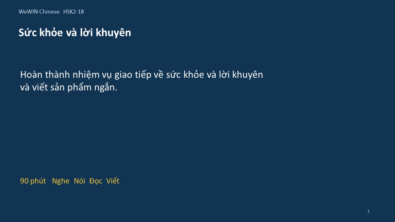 Slide 1/14 · Sức khỏe và lời khuyên Giao tiếp và vận dụng