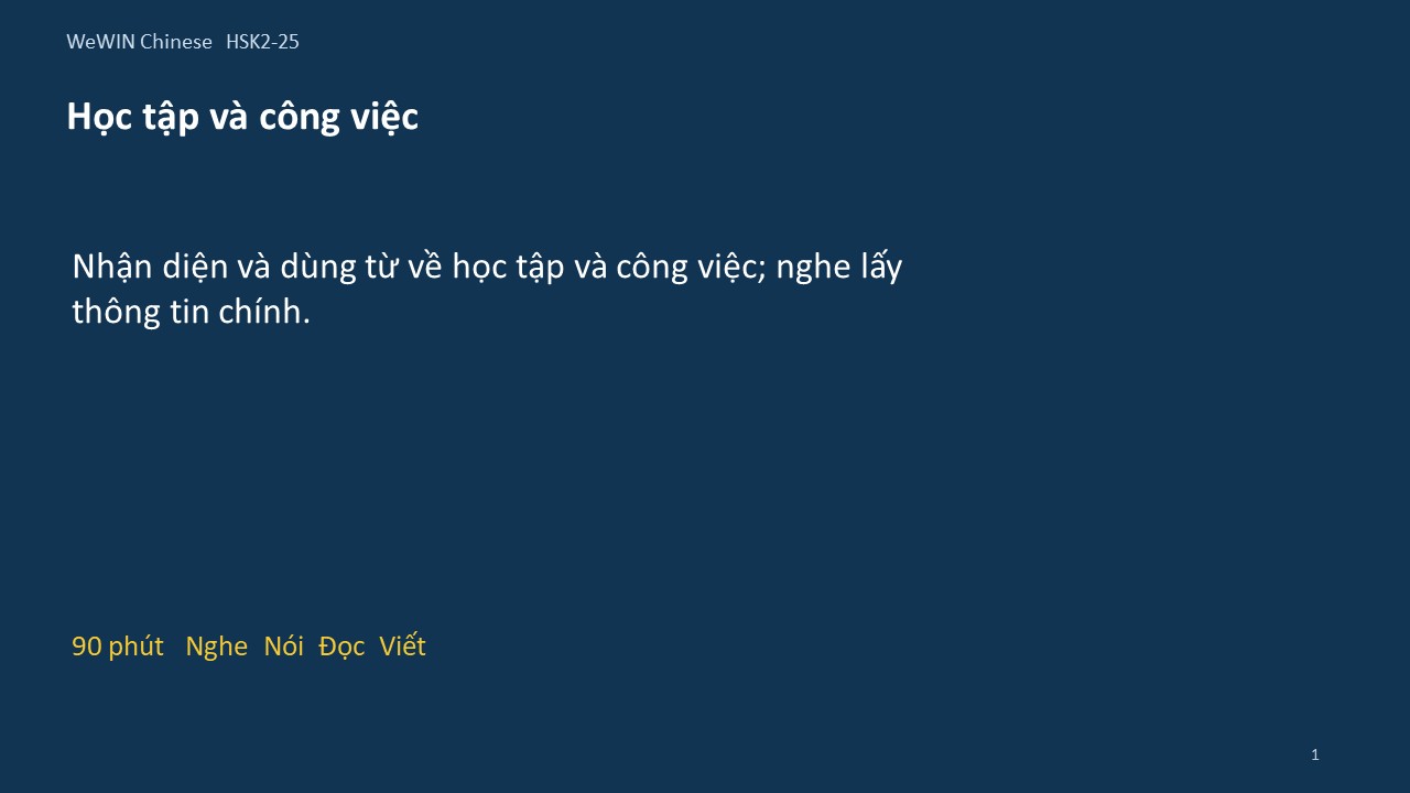 Slide 1/14 · Học tập và công việc Từ vựng và nghe