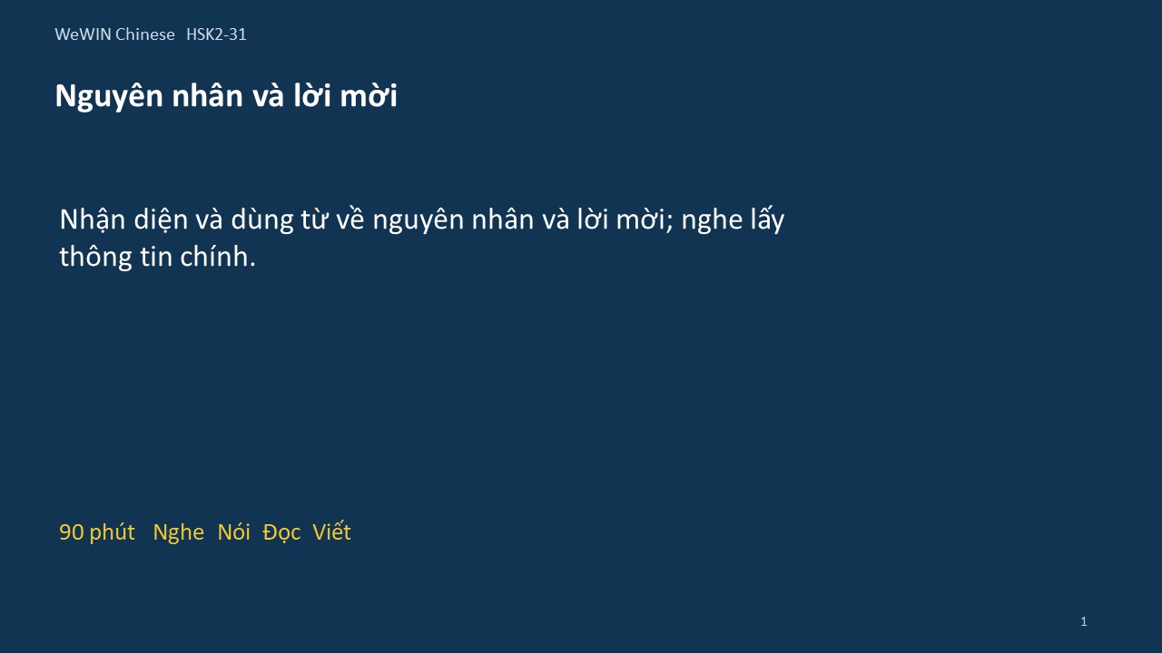 Slide 1/14 · Nguyên nhân và lời mời Từ vựng và nghe