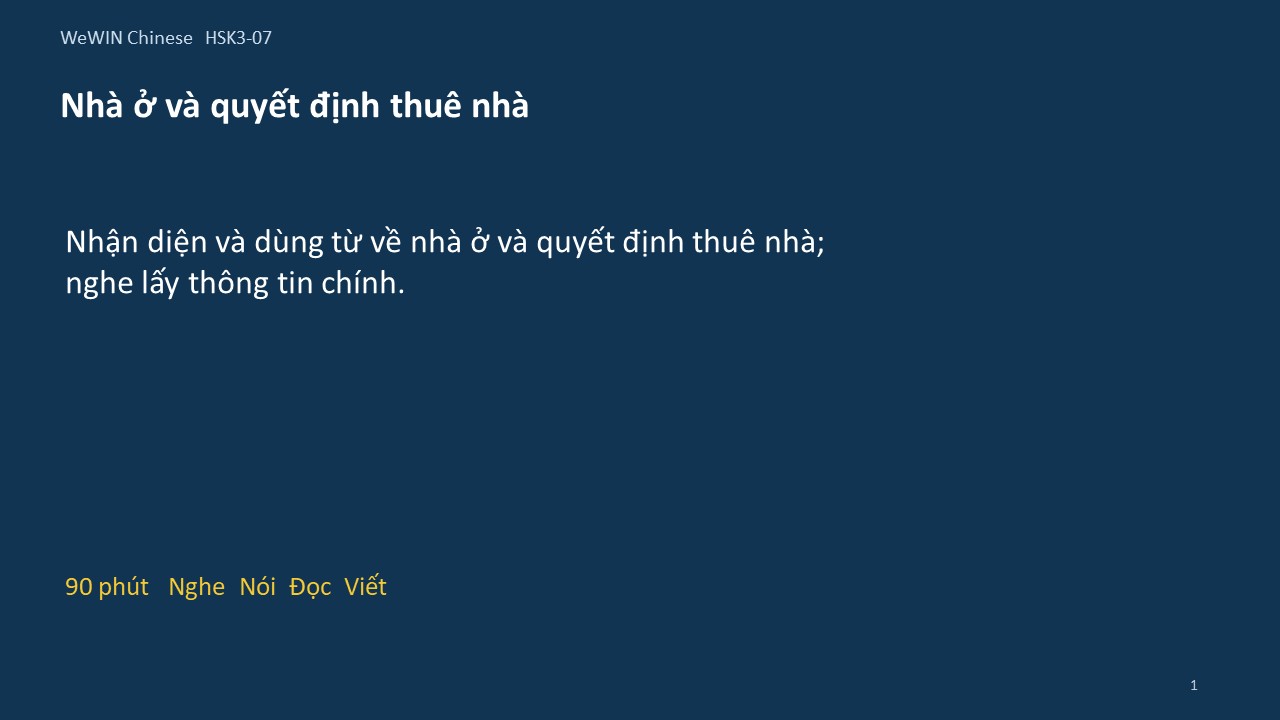 Slide 1/14 · Nhà ở và quyết định thuê nhà Từ vựng và nghe