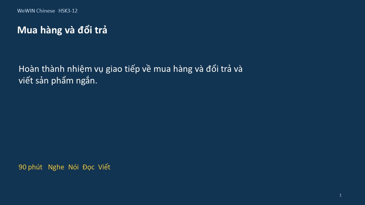Slide 1/14 · Mua hàng và đổi trả Giao tiếp và vận dụng