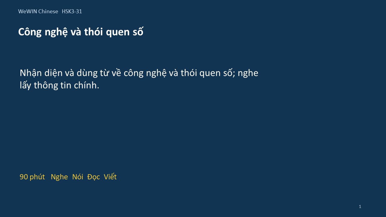 Slide 1/14 · Công nghệ và thói quen số Từ vựng và nghe