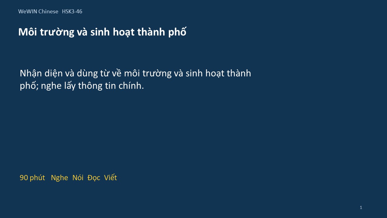 Slide 1/14 · Môi trường và sinh hoạt thành phố Từ vựng và nghe