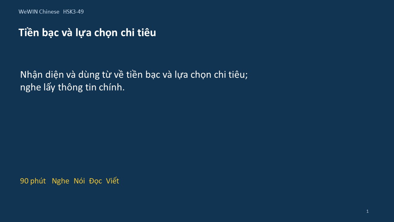 Slide 1/14 · Tiền bạc và lựa chọn chi tiêu Từ vựng và nghe