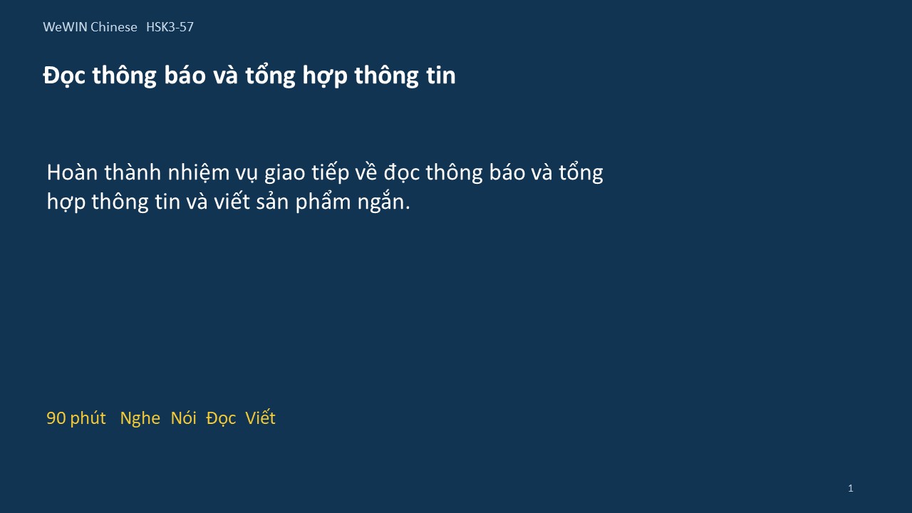 Slide 1/14 · Đọc thông báo và tổng hợp thông tin Giao tiếp và vận dụng