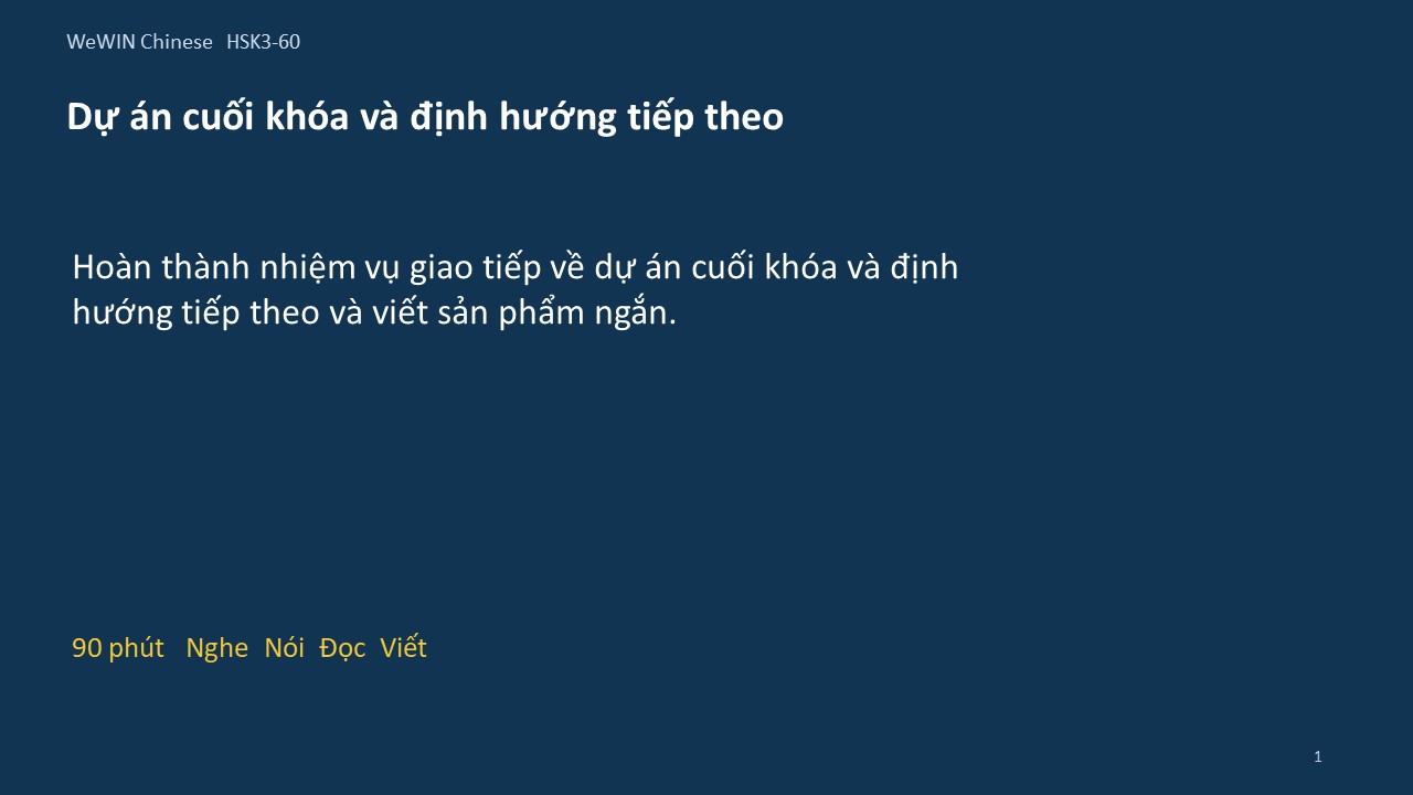 Slide 1/14 · Dự án cuối khóa và định hướng tiếp theo Giao tiếp và vận dụng